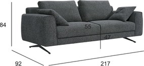 Detroit 3-Seater Sofa Dark Grey