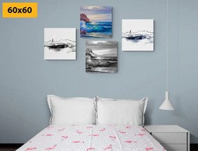 Σετ εικόνων απομίμηση της ζωγραφισμένης θάλασσας - 4x 60x60