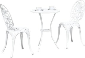 vidaXL Σετ Μπιστρό Κήπου 3 pcs Λευκό Αλουμίνιο