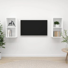 vidaXL Έπιπλο Τηλεόρασης Κρεμαστό 2 τεμ. Λευκό από Επεξ. Ξύλο