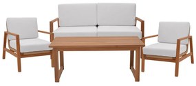 Intrahome Σαλόνι Doumain Intrahome σετ 4 τεμαχίων φυσικό teak ξύλο-λευκό μαξιλάρι-φυσικό ραττάν | SKU: INTRAPA-446111131