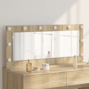 vidaXL Καθρέφτης Vanity με LED φώτα Sonoma Oak 100x45x18 εκ.