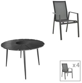 Τραπεζαρία Κήπου Pinap-Dashiell 152-000099 (Σετ 5Τμχ) Black 5 Θέσεων