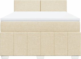 vidaXL Κρεβάτι Boxspring με Στρώμα Κρεμ 140x190 εκ. Υφασμάτινο