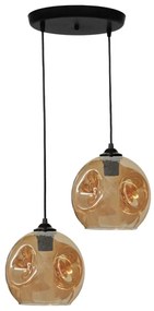 Φωτιστικό Οροφής Pop 02-0392 2/Ε27 Μπάλες Φ20cm Φ36x85cm Black-Honey Heronia Μέταλλο,Γυαλί