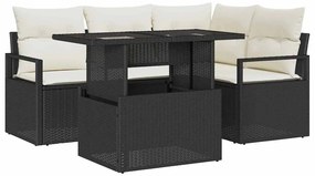 vidaXL Σετ Καναπέ Κήπου με αποθήκευση 5 pcs Μαύρο Πολυ ράταν