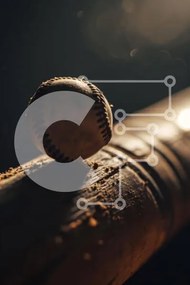 Intra Συλλεκτικό Ξύλινο Παζλ Plywood  4mm - Μπέιζμπολ και ξύλινο ρόπαλο Σε Ξύλινο Κουτί - Διαστάσεις Puzzle: 10x10 cm – 25 κομμάτια