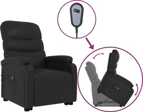 vidaXL Πολυθρόνα Μασάζ με Ανύψωση Μαύρη από Συνθετικό Δέρμα