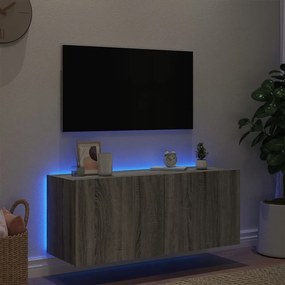 vidaXL Έπιπλο Τοίχου Τηλεόρασης με LED Γκρι Sonoma 100x35x41 εκ.