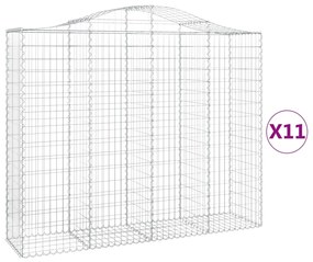 vidaXL Συρματοκιβώτια Τοξωτά 11 τεμ. 200x50x160/180 εκ. Γαλβαν. Ατσάλι