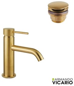 Armando Vicario Industrial Gold Brushed Βαλβίδα νιπτήρος+Μπαταρία Νιπτήρος με βαλβίδα