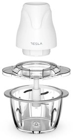 Πολυκόπτης Tesla FC302W, 400W, Γυάλινο δοχείο, 1lt, 4 Λεπίδες από ανοξείδωτο ατσάλι, Λευκό χρώμα