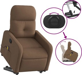 vidaXL Πολυθρόνα Μασάζ Ανακλινόμενη με Ανύψωση Καφέ Υφασμάτινη