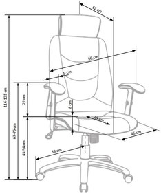 Καρέκλα γραφείου Houston 196, Μαύρο, 116x66x49cm, 11 kg, Με μπράτσα, Με ρόδες, Μηχανισμός καρέκλας: Κλίση | Epipla1.gr