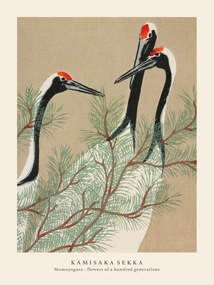 Εκτύπωση έργου τέχνης Cranes (Special Edition Japandi Vintage) - Kamisaka Sekka, (30 x 40 cm)