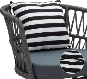 Πολυθρόνα Naoki pakoworld μέταλλο μαύρο-pe γκρι-μαξιλάρι ασπρόμαυρο