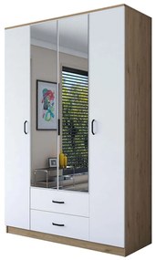 Ντουλάπα Τετράφυλλη 893RAN5406 140x51,5x210cm Oak-White Τετράφυλλη