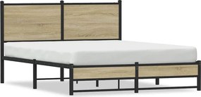 vidaXL Σκελετός Κρεβ. Χωρίς Στρώμα Sonoma Δρυς 150x200 εκ. Μεταλλικό