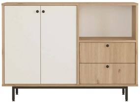 Ντουλάπι 956LCS3559 120x35,5x85cm Oak-White Μοριοσανίδα, Μέταλλο