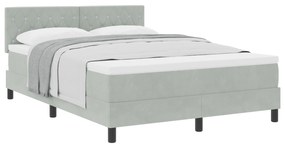 vidaXL Κρεβάτι με Στρώμα Light Grey 160x200 cm Βελούδο