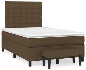 Κρεβάτι Boxspring με Στρώμα Σκούρο Καφέ 120x190 εκ Υφασμάτινο - Καφέ