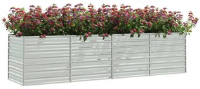 vidaXL Ζαρντινιέρα Υπερυψωμένη Ασημί 320x80x77 εκ. Γαλβανισμ. Χάλυβας
