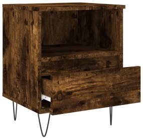 vidaXL Κομοδίνα 2 τεμ. Καπνιστή Δρυς 40 x 35 x 50 εκ. Επεξεργ. Ξύλο