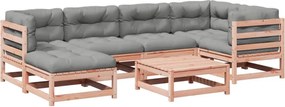 vidaXL Καναπές Κήπου Σετ 7 Τεμ. Μασίφ Ψευδοτσούγκα Ελάτης Μαξιλάρια