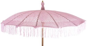 ΟΜΠΡΕΛΑ ΜΠΑΛΙΝΕΖΙΚΗ ΜΑΚΡΑΜΕ ΡΟΖ ΞΥΛO TEAK Φ200X250εκ.