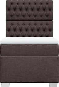 vidaXL Κρεβάτι Boxspring με Στρώμα Σκούρο Καφέ 90x190 εκ. Υφασμάτινο