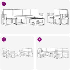 vidaXL Σειρά Καναπέ Εξωτερικού με μαξιλάρι 7 pcs Λευκό και Μπεζ