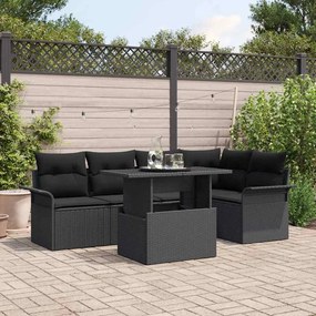 vidaXL Σετ Καναπέ Κήπου με μαξιλάρι 6 pcs Μαύρο Πολυ ράταν