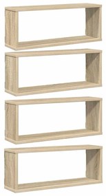 vidaXL Ράφια Κύβοι Τοίχου 4 τεμ. Sonoma Δρυς 60x15x23 εκ. Επεξ. Ξύλο