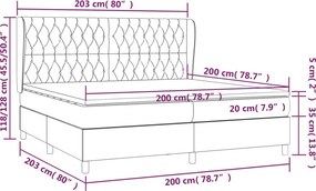 vidaXL Κρεβάτι Boxspring με Στρώμα Κρεμ 200x200 εκ. Υφασμάτινο