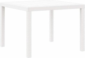 vidaXL Τραπέζι Κήπου Λευκό 100 x 100 x 73 εκ συνθετικό ρατάν