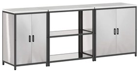 vidaXL Σετ Αποθήκευσης Κουζίνας με ράφι Άλλο 3 pcs Ασημί 210 x 50 x 92 εκ