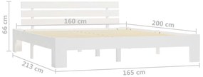 vidaXL Πλαίσιο Κρεβατιού Λευκό 160 x 200 εκ. από Μασίφ Ξύλο Πεύκου