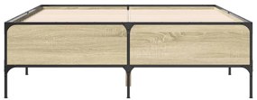 vidaXL Πλαίσιο Κρεβατιού Sonoma Δρυς 140x190 εκ. Επεξ. Ξύλο &amp; Μέταλλο