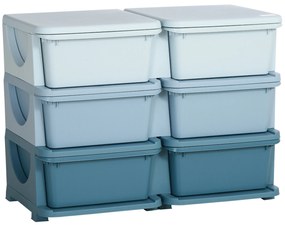 HOMCOM Κουτί αποθήκευσης για παιδιά, κουτί αποθήκευσης για παιδιά, 3 συρτάρια, μπλε