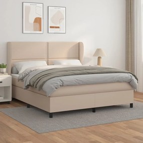 Κρεβάτι Boxspring με Στρώμα Καπουτσίνο 180x200 εκ. Συνθ. Δέρμα - Καφέ