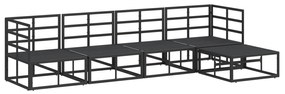 vidaXL Σετ Καναπέ Κήπου 5 pcs Μαύρο 283 x 141.5 x 71 εκ. Αλουμίνιο