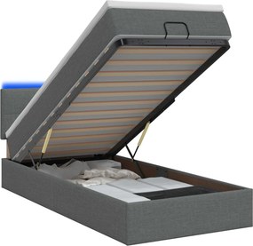 vidaXL Κρεβάτι Ottoman με Στρώμα και LED Σκούρο Γκρι 80 x 200 cm