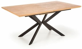Τραπέζι Houston 1432, Δρυς, Μαύρο, 76x90x160cm, 54 kg, Επιμήκυνση, Ινοσανίδες μέσης πυκνότητας, Φυσικό ξύλο καπλαμά, Μέταλλο | Epipla1.gr