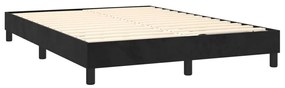 Κρεβάτι Boxspring με Στρώμα &amp; LED Μαύρο 140x200 εκ. Βελούδινο - Μαύρο