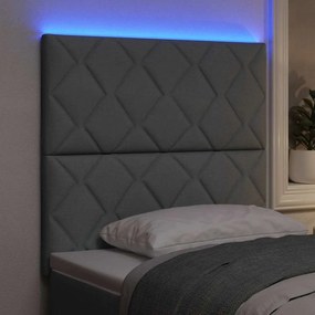 vidaXL LED κεφαλάρι Ανοιχτό γκρι 90 cm ύφασμα