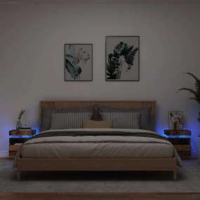 vidaXL Κομοδίνα με φώτα LED 2 τεμάχια Παλιό ξύλο 40x39x48,5 cm