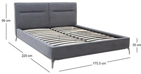 Κρεβάτι Megan Megapap υφασμάτινο χρώμα ανθρακί 160x200εκ.