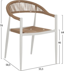 ΠΟΛΥΘΡΟΝΑ ΑΛΟΥΜΙΝΙΟΥ GRET HM5854.01 ΛΕΥΚΗ PE RATTAN ΜΠΕΖ 56x55,5x78Υεκ.