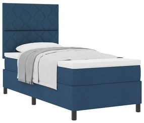vidaXL Κρεβάτι με ελατήρια με στρώμα Μπλε 90 x 200 cm ύφασμα