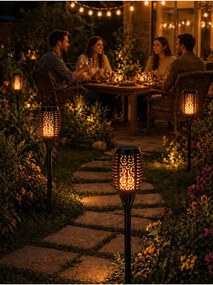 Stewehome Ηλιακός λαμπτήρας κήπου με LED εφέ φλόγας Πολύχρωμο